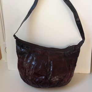 Vintage Eel Skin Shoulderbag Sunco Brown Eel Skin